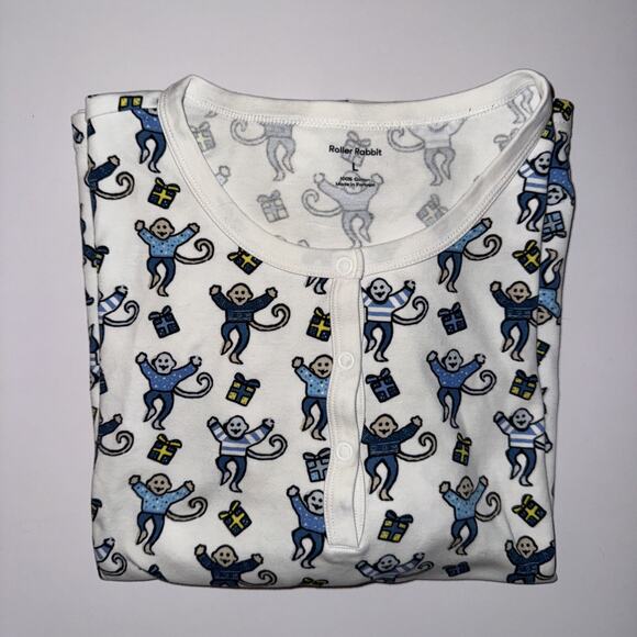 Roller Rabbit Other - Roller Rabbit Women’s Long Sleeve Pajama Top Holiday Hannakah Size L Monkey
